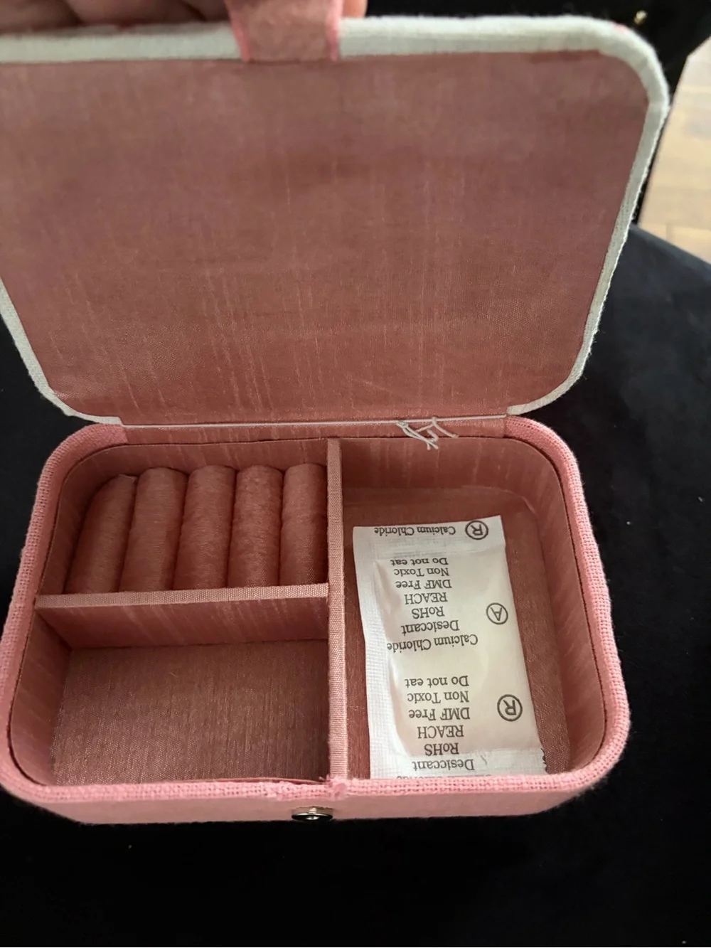 NWT Pink Floral Hand-Embroidered Beaded Linen Jewelry Box “From India To”